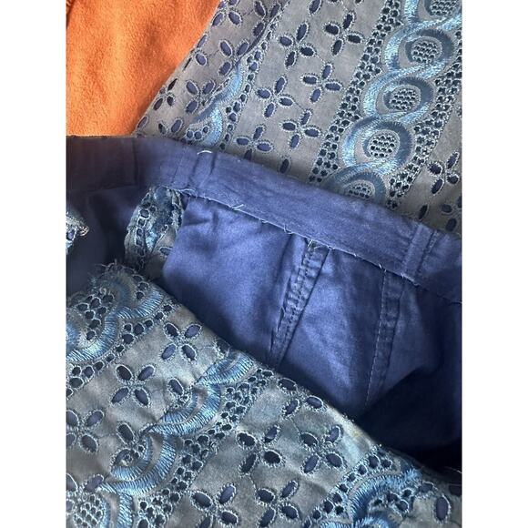 Vintage 60’s Handmade Navy Blue Eyelet Skirt Top Set - Picture 10 of 13